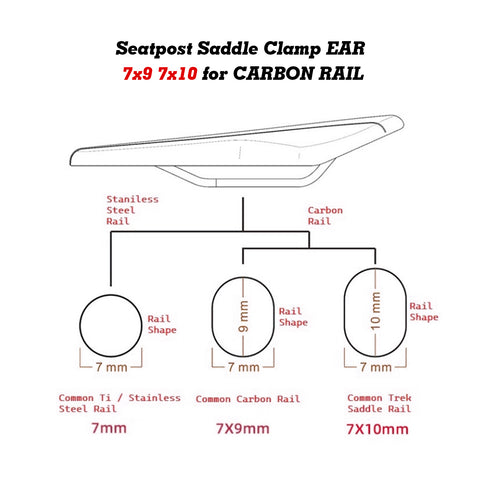 Bike Seatpost Ear Clamp 7x9 Ti Bolt CARBON RAIL Compatible with TREK Domane Emonda SLR 9 SLR 7 SLR 6 SL 7 SL 6