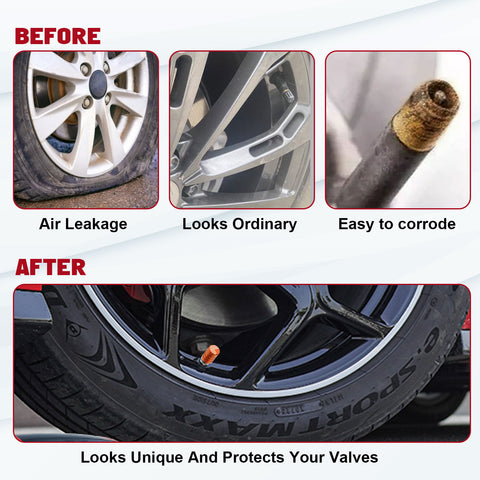 4pcs American Flag Tire Valve Stem Cover Caps Anodized Aluminum Alloy, Corrosion Resistant Leak-Proof Wheel Valve Cap Set, Universal for Cars Trucks Motorcycles SUVs