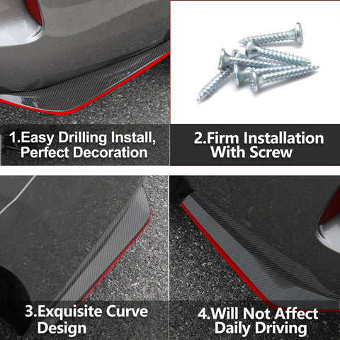 Xotic Tech JDM Rear Bumper Diffuser Valance Spoiler Fin Lip Trim Universal Car Side Fender Skirt Lip Splitter Canard Protector