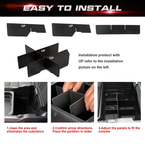 Rear Lower Center Console Organizer Divider Compatible with Dodge RAM 1500 2500 3500 2019-2023 (NOT for Classic, Longhorn, Limited, TRX)