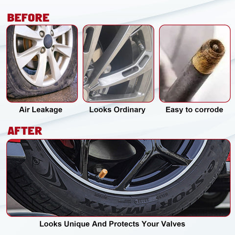 4pcs American Flag Tire Valve Stem Cover Caps Anodized Aluminum Alloy, Corrosion Resistant Leak-Proof Wheel Valve Cap Set, Universal for Cars Trucks Motorcycles SUVs