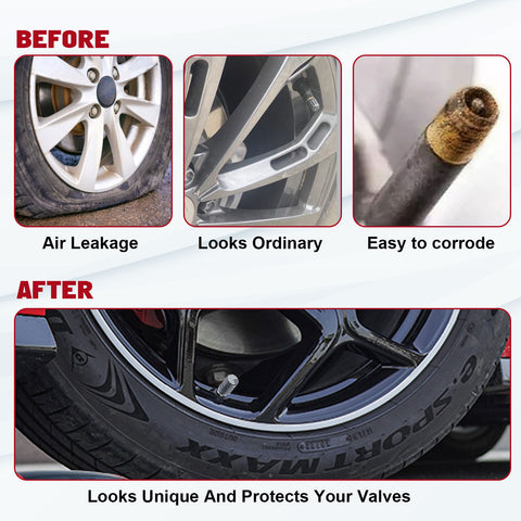 4pcs American Flag Tire Valve Stem Cover Caps Anodized Aluminum Alloy, Corrosion Resistant Leak-Proof Wheel Valve Cap Set, Universal for Cars Trucks Motorcycles SUVs