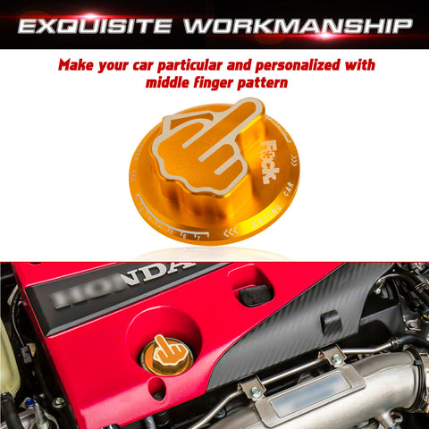 Aluminum Middle Finger Pattern Engine Oil Filler Fuel Filter Tank Cap Cover For Honda Acura