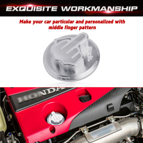 Aluminum Middle Finger Pattern Engine Oil Filler Fuel Filter Tank Cap Cover For Honda Acura