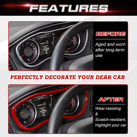 For Dodge Challenger 2015-up Dashboard Panel Display Frame Cover Trim