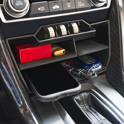 Console Storage Tray w/ USB Cable Drinking Cup Holder For Honda Civic 16-21