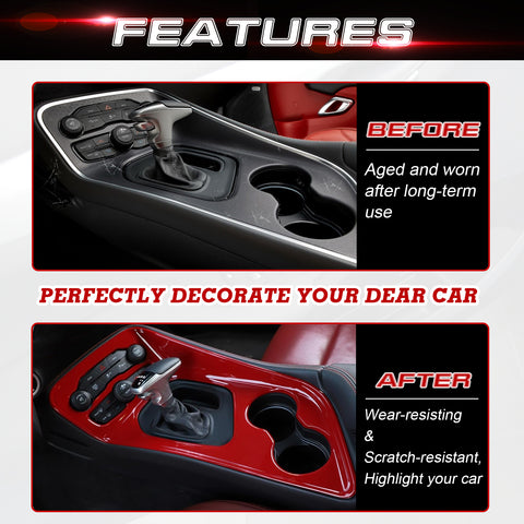 Car ABS Gear Shift Box Cover Frame Decor Overlay For Dodge Challenger 2015-up