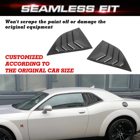 Car Exterior Rear Side Window Louvers Windshield Trim for Dodge Challenger 2008+