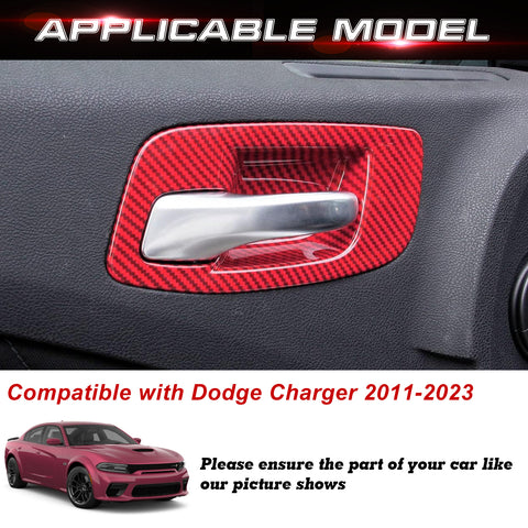 Carbon Look Door Handle Bowl Trim For Charger 2011-23 Chrysler 300 2015-2023