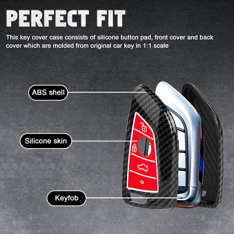 Fit BMW 2 3 5 6 7 Series Smart Key Fob Skin Case Fob w/Silicone Button Cover