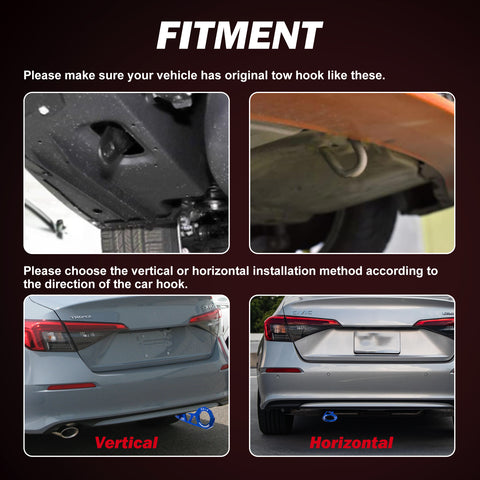 JDM Sports Tow Strap Racing Tow Strap with Chinese Slogan + Front Tow Hook Kit + Rear Tow Towing Hook Universal for Car (Good Luck & All The Best)