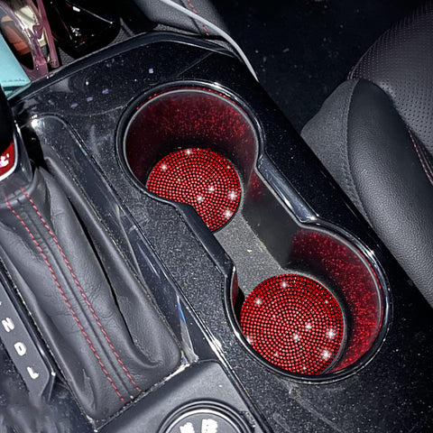 2pcs Cute Bling Car Cup Holder Coaster with Rhinestone Auto Interior Accessories