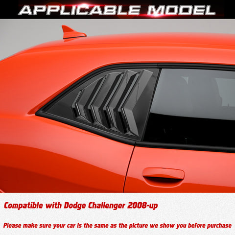 Car Exterior Rear Side Window Louvers Windshield Trim for Dodge Challenger 2008+