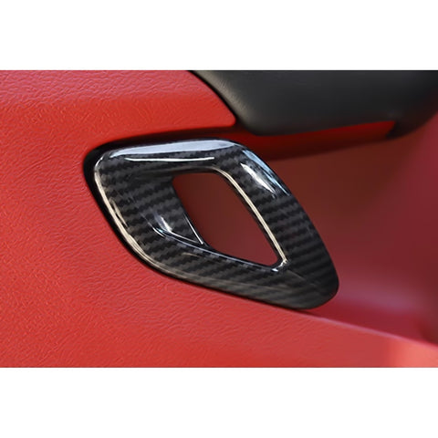 Car Interior Door Handle Cover Trim Accessories Decoration, Carbon Fiber Pattern, Compatible with Dodge Challenger 2015-up