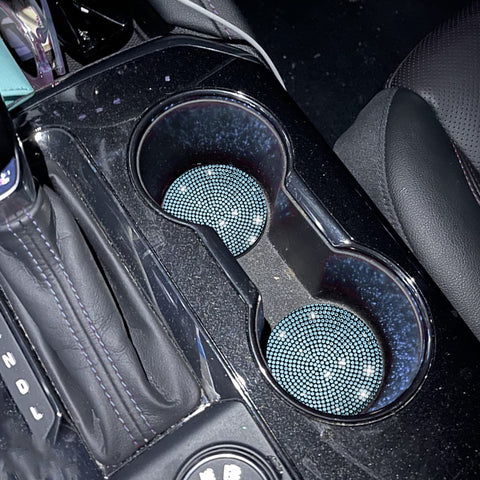 2pcs Cute Bling Car Cup Holder Coaster with Rhinestone Auto Interior Accessories