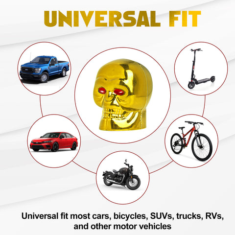 Skull Style Tire Stem Valve Caps Wheel Valve Covers Car Dustproof Tires Cap 8pcs