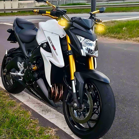 x xotic tech Mini Stalk Arrow Clear Turn Signal Indicator Blinker 14-LED Front Rear Amber Light Lamps Universal Fit Motorcycle Motorbike, 10mm Bolt (Plaid Style)