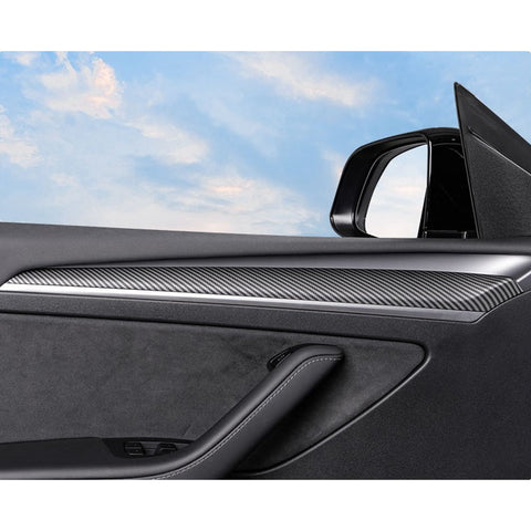 Carbon Fiber ABS Set Steering Paddle Shifter Door Side Trim For Tesla Model 3 Y