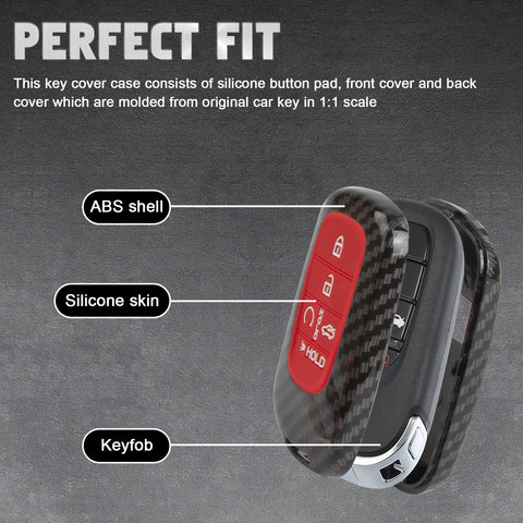 Carbon Style Shell+Silicone Cover Smart Key Fob Case Holder For Honda Civic Accord Pilot CR-V HR-V