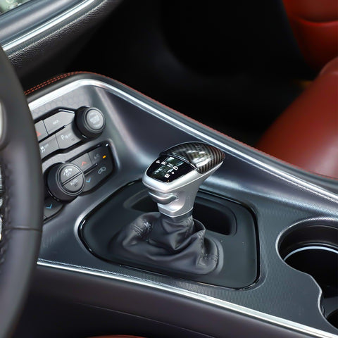 Gear Shift Knob Cover Trim, Carbon Fiber Pattern, Compatible with Dodge Challenger Charger 2015-2023