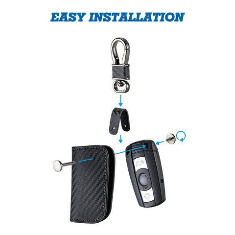 x xotic tech M-Colored Stripe Carbon Fiber Leather Remote Key Fob Cover Case Compatible with BMW Older 1 3 5 6 Series X3 X5 X6 Z4
