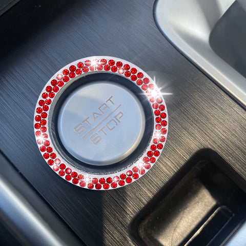 1/2 Packs Bling Diamond Car Engine Start Stop Button Surround Decor Ring Cover
