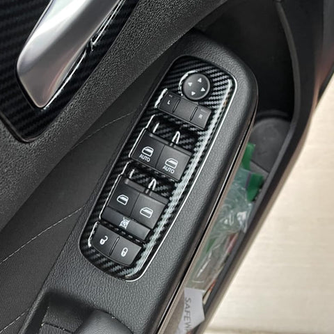 Carbon Fiber Look Window Lift Switch Button Cover For Dodge Charger Durango RAM