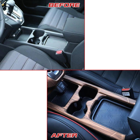 x xotic tech Center Console Cup Holder Panel Trim, Peach Wood Grain ABS Interior Decoration Mouldings Stripe Cover Compatible with Honda CRV 2021 2022
