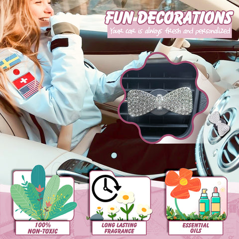 Bling Car Air Fresheners Rhinestone Diffuser Vent Clips Decor Universal Fit