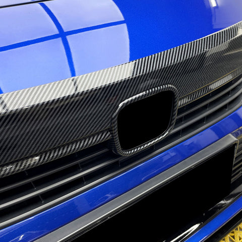 Set Carbon Fiber Style Front Upper Bumper Grille+Lip Cover For Honda Civic 22-up