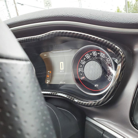 Car Interior Dashboard Display Screen Frame Cover Trim Accessories Decoration, Carbon Fiber Pattern, Compatible with Dodge Challenger 2015-2023