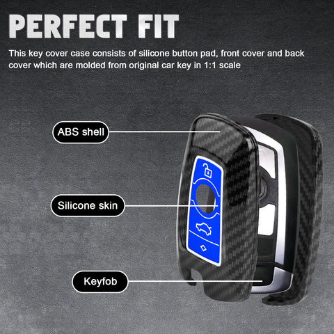 Silicone Button Cover Key Fob Holder Shell w/Key Ring For BMW 1 3 4 5 6 7 Series