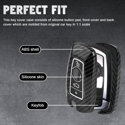 Silicone Button Cover Key Fob Holder Shell w/Key Ring For BMW 1 3 4 5 6 7 Series