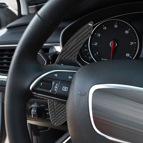 Carbon Fiber Black Steering Wheel Paddle Shifter Extension For Audi A4 A5 A6 A7