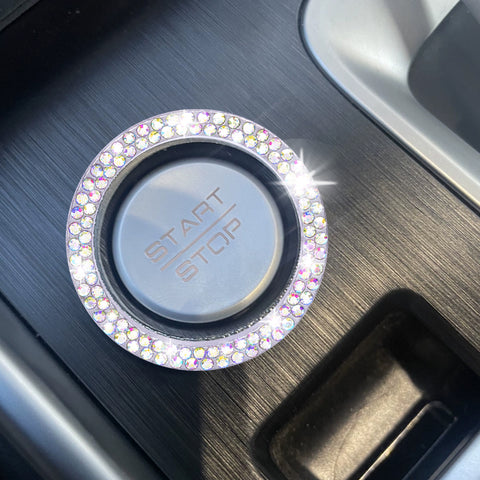 1/2 Packs Bling Diamond Car Engine Start Stop Button Surround Decor Ring Cover