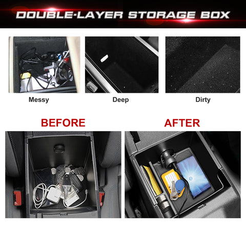 Center Console Organizer, Compatible with Ford Bronco 2021 2022 2023 2024 2/4-Door, Armrest Secondary Storage Box Insert Lower Tray Accessories (Not for Bronco Sport)