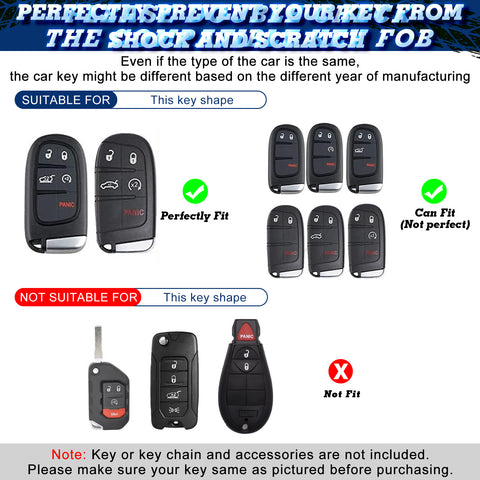 Glossy Carbon Fiber Style Remote Key Fob Shell+ Keychain For Jeep Grand Cherokee Compass