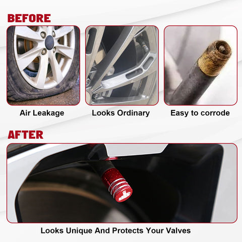 Middle Finger Pattern Tire Valve Stem Caps + Fuel Oil Tank Cap For Honda Acura