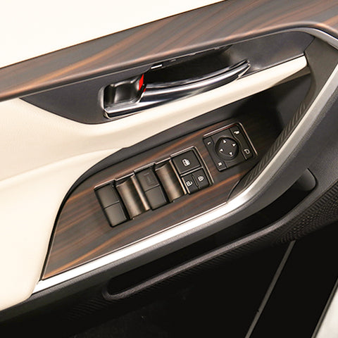 4PCS Wood Grain Door Window Switch Molding Panel Cover For Toyota RAV4 2019-2024