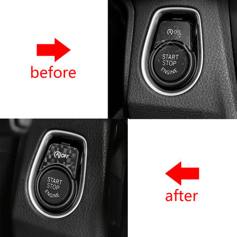 Red Real Carbon Fiber Engine Start Stop Button Cover Sticker Trim For BMW F20 F22 F30 F32 F34 3 Series