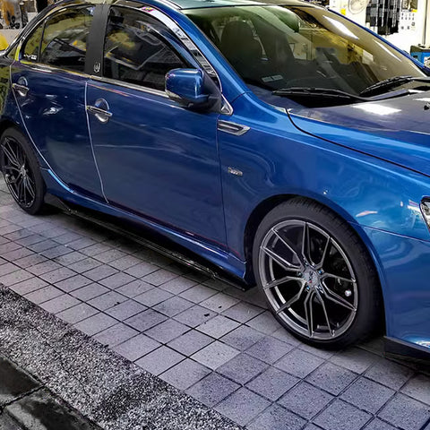 86.5 Inch/2.2M Car Lower Side Skirts Protect Rocker Panel Splitter Winglets Diffuser Bottom Line Extension Body Kit Universal Fit Most Vehicles (Glossy Black w/ Black Strip)