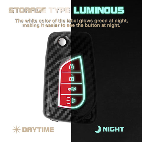Carbon Fiber Remote Key Fob Shell Case Holder For Toyota RAV4 Corolla w/Keychain