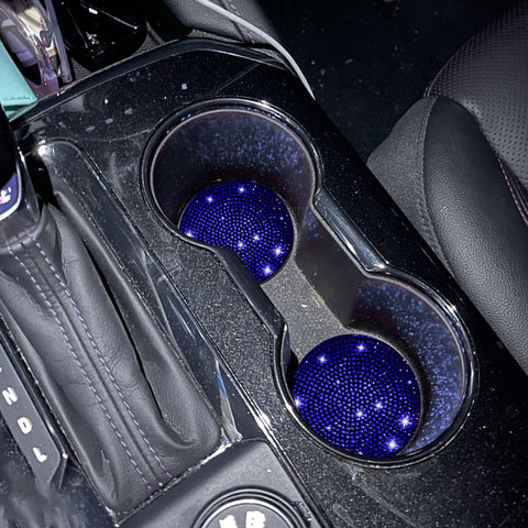 2pcs Cute Bling Car Cup Holder Coaster with Rhinestone Auto Interior Accessories
