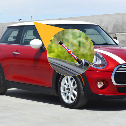 Xotic Tech Car Short/Long Antenna Union Jack Flag Checkerboard Theme Compatible with Mini Cooper All Models