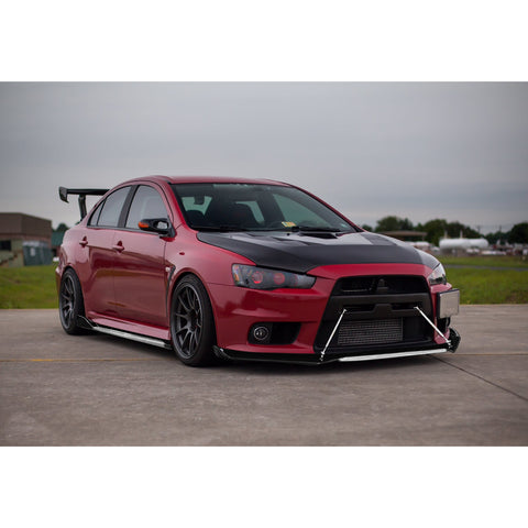 Front Bumper Lip Chin Spoiler+ 2.2M Side Skirt Winglets Diffusers+ Adjustable 10"-13" Support Rod Compatible with Honda Accord Civic or VW MK5 MK6 MK7 or Kia Optima, Carbon FIber w/White