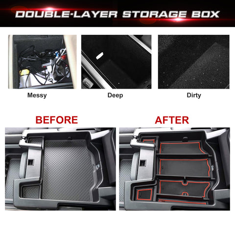 Central ABS Armrest Storage Box Organizer For Dodge RAM 1500/2500/3500 2019-2023