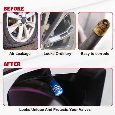 Xotic Tech Tire Valve Stem Caps 4 Pack Anodized Aluminum Tire Valve Cap Set, Corrosion Resistant Air Leakproof Universal Stem Covers for Cars Trucks Motorcycles SUVs and Bikes (Middle Finger)