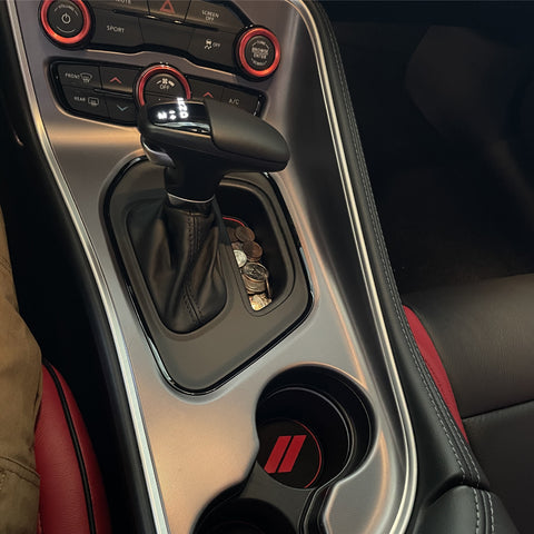 Car Anti-dust Mats Cup Holder Inserts, Door Pocket Center Console Liners Mat Custom Fits + Climate Control Knob Covers Accessories Compatible With Dodge Challenger 2015-2023 (Red, 14pcs)