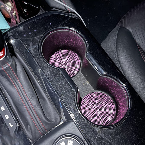 2pcs Cute Bling Car Cup Holder Coaster with Rhinestone Auto Interior Accessories