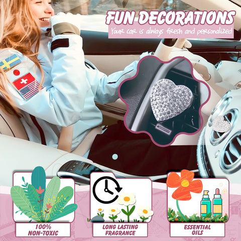 Bling Car Air Fresheners Rhinestone Diffuser Vent Clips Decor Universal Fit